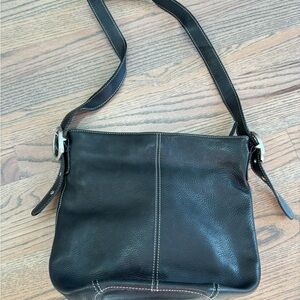 Black Messenger Bag with Leather Material Adjustable Strap and Medium Size
